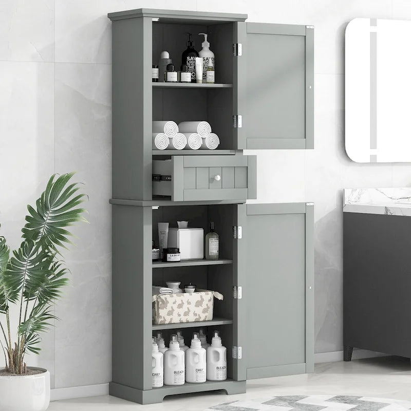 Armario alto de baño con cajón y repisa ajustable