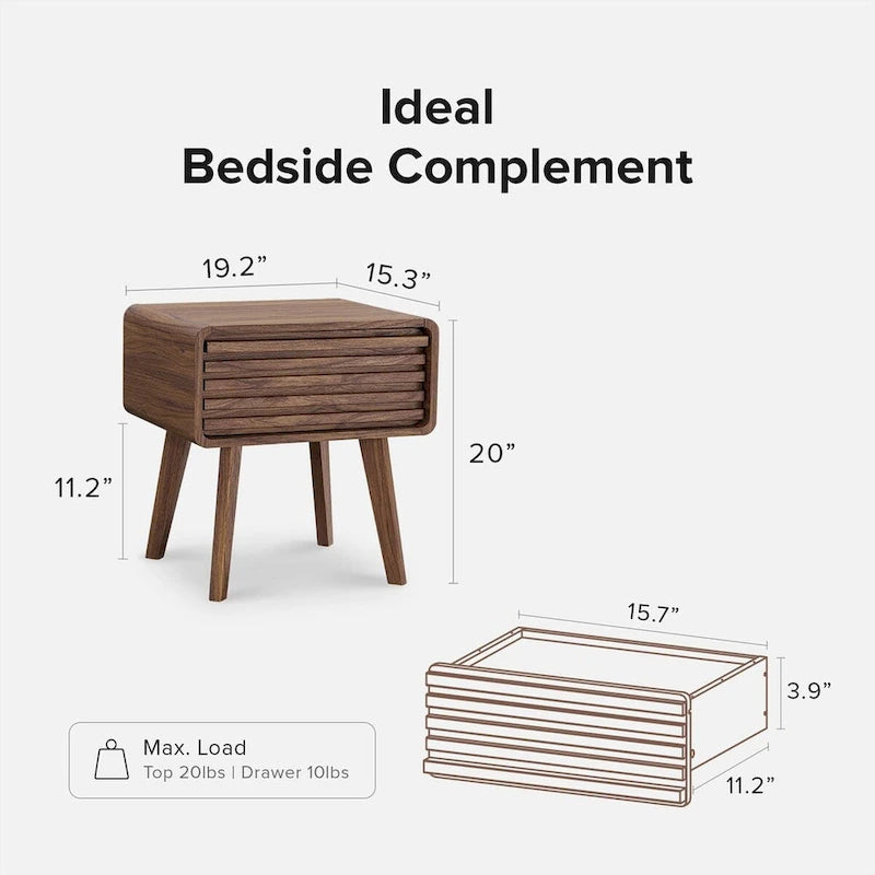 Mesita de noche, mesa auxiliar, mesa de extremo, mesita de noche moderna de mediados de siglo, mesas de noche, mesita de noche pequeña con cajones