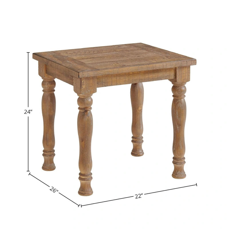 Mesa auxiliar con patas torneadas, 22x26