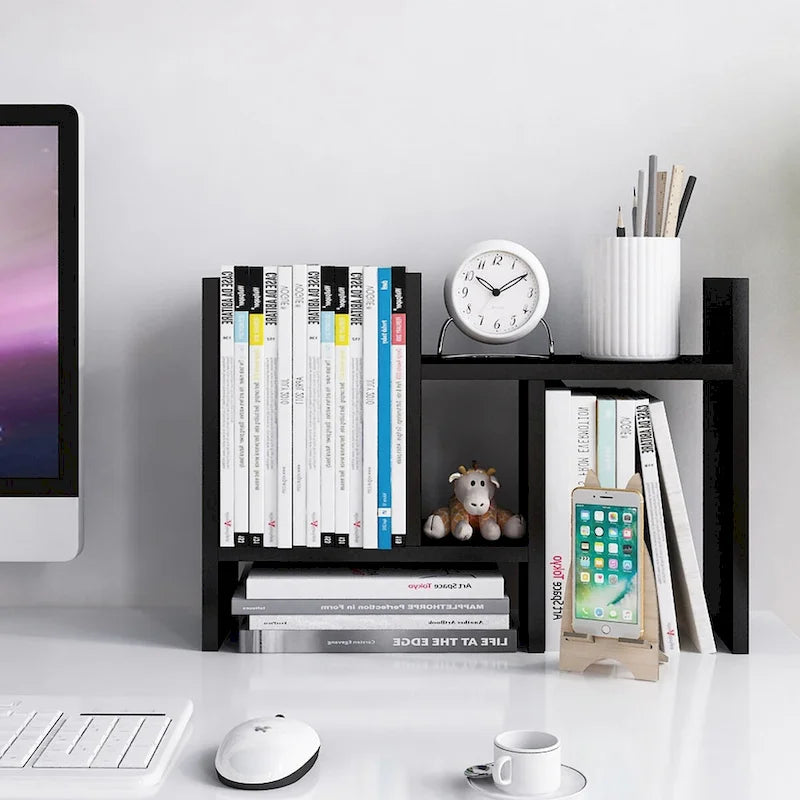 Étagère organisatrice de bureau en bois avec rangement