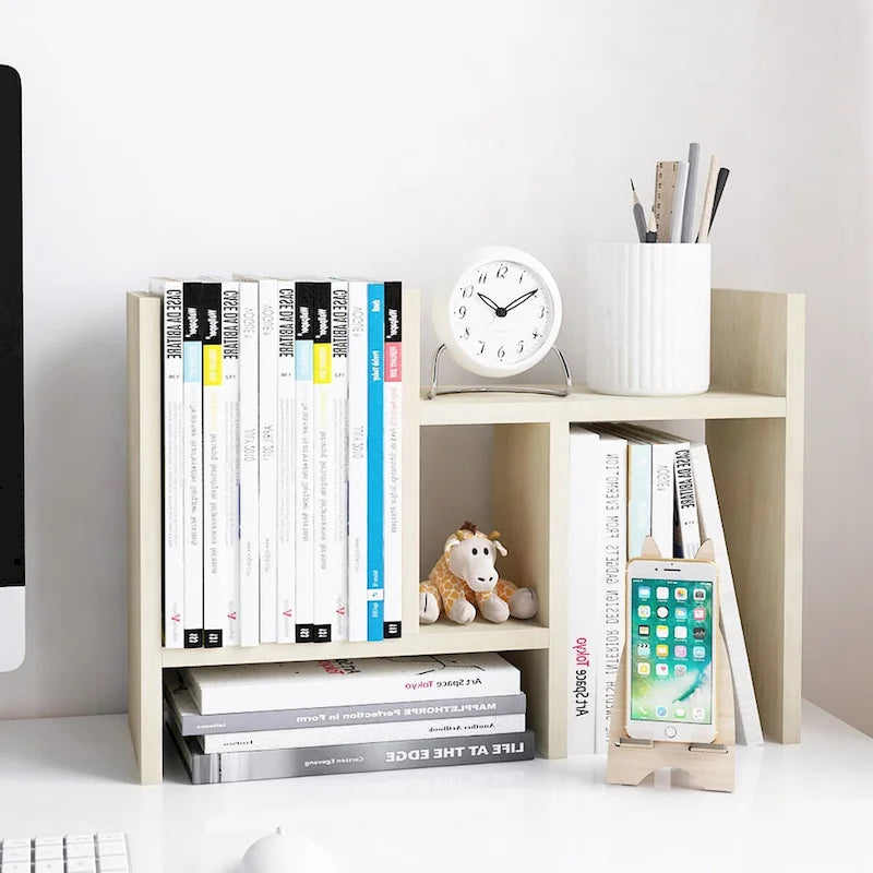 Étagère organisatrice de bureau en bois avec rangement