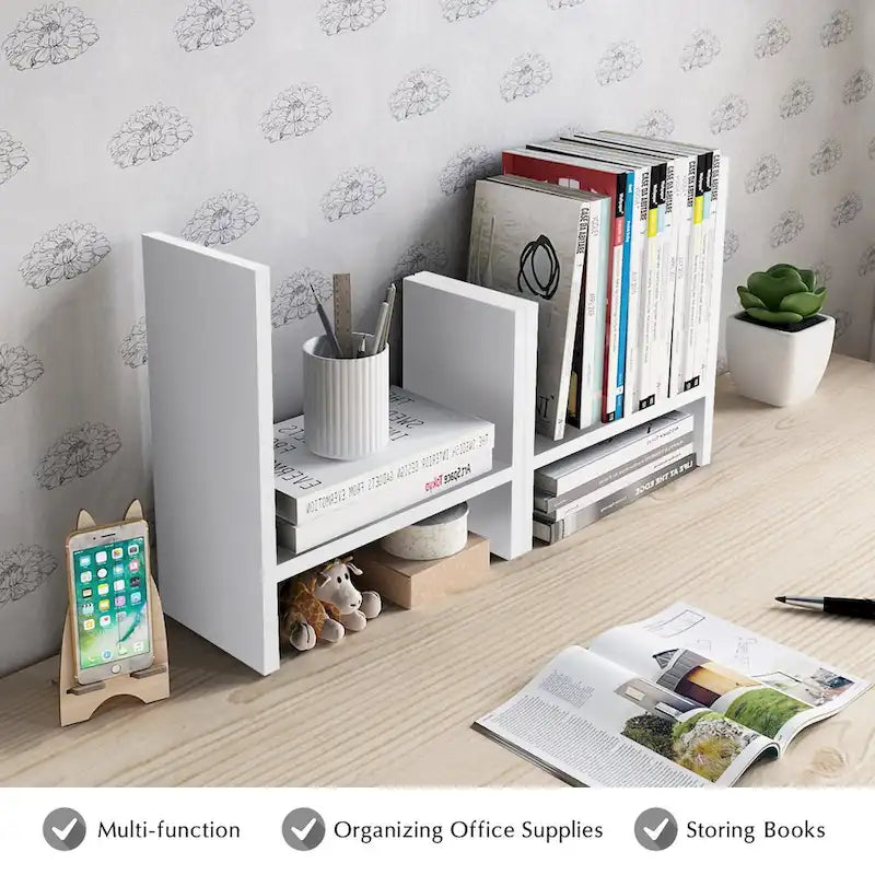 Étagère organisatrice de bureau en bois avec rangement