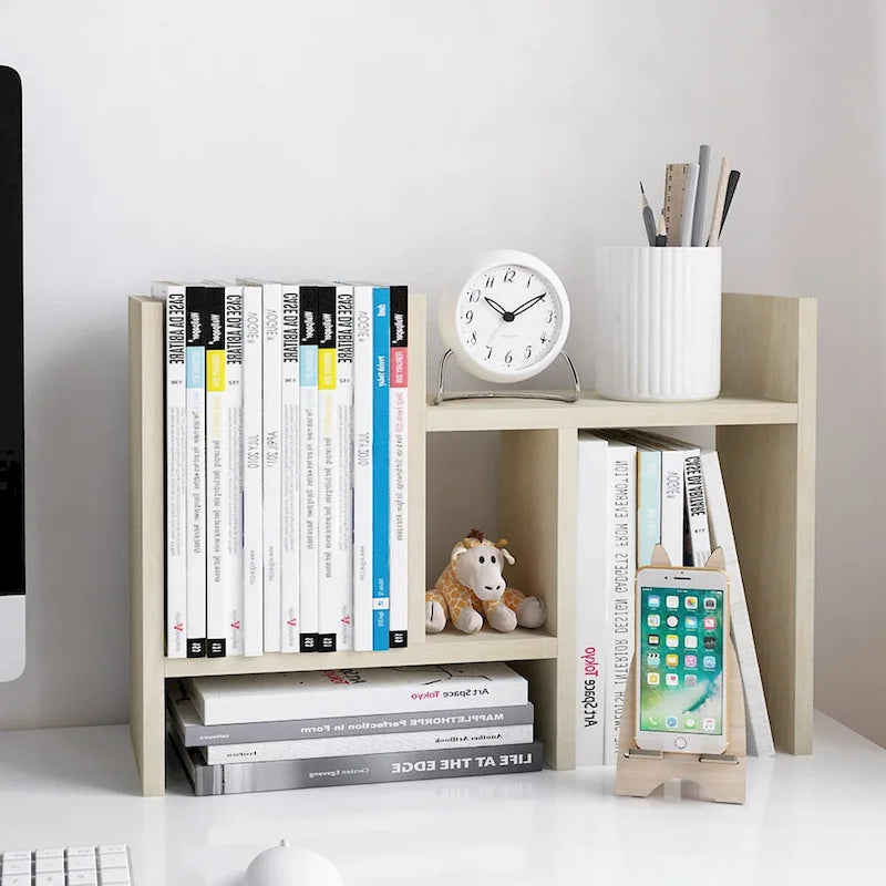 Étagère organisatrice de bureau en bois avec rangement