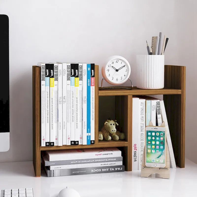 Étagère organisatrice de bureau en bois avec rangement