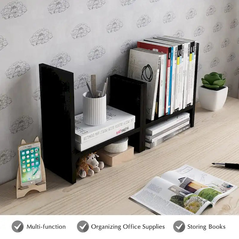 Étagère organisatrice de bureau en bois avec rangement
