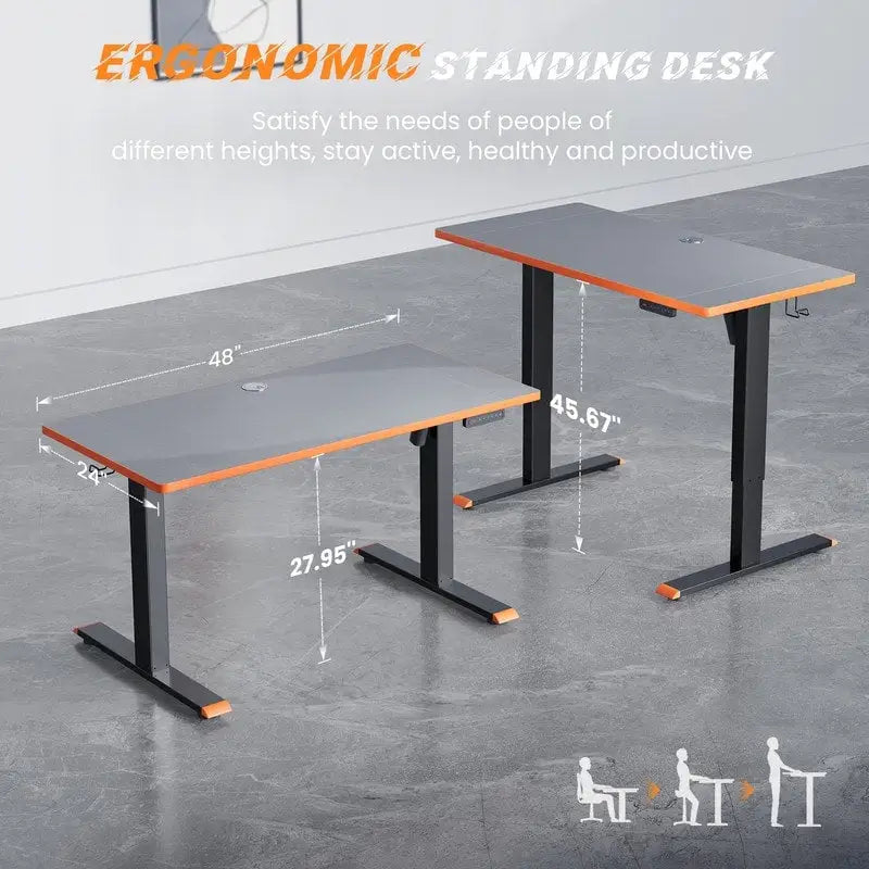 Escritorio eléctrico ajustable de 48 x 24 Inch para trabajar sentado o de pie