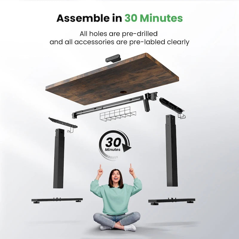 Escritorio eléctrico ajustable de 48 x 24 Inch para trabajar sentado o de pie