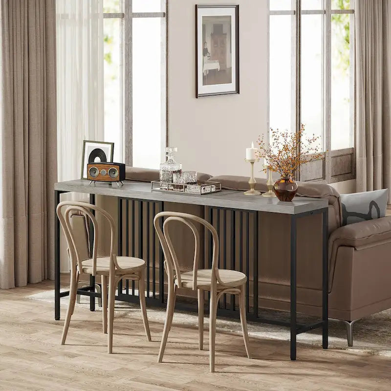 70.9 Zoll Konsolentisch für das Sofa mit offenem Ablagefach, schmaler, extra langer Sofatisch im Industrial-Stil, Flurtisch hinter dem Sofa