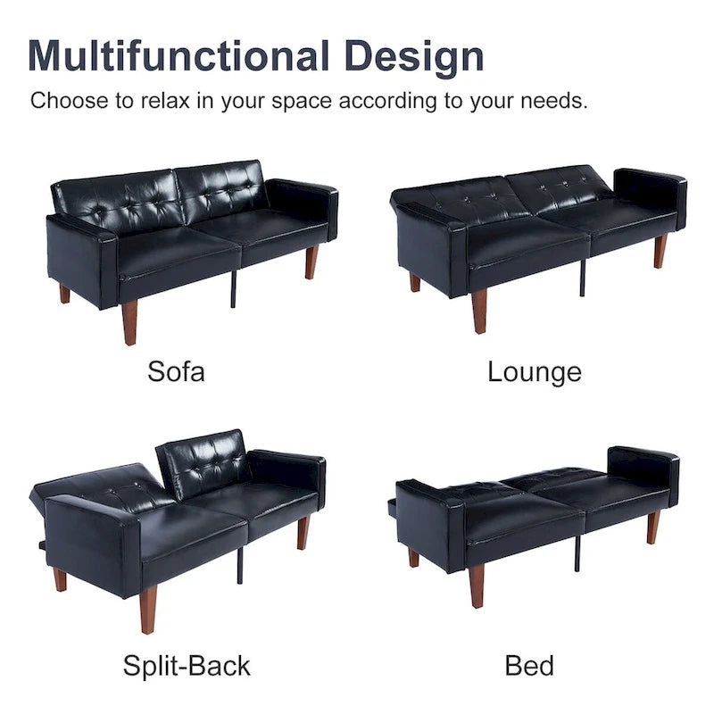 Canapé-lit futon convertible avec matelas en mousse à mémoire de forme pour le salon - 68.11*30.11*28.74
