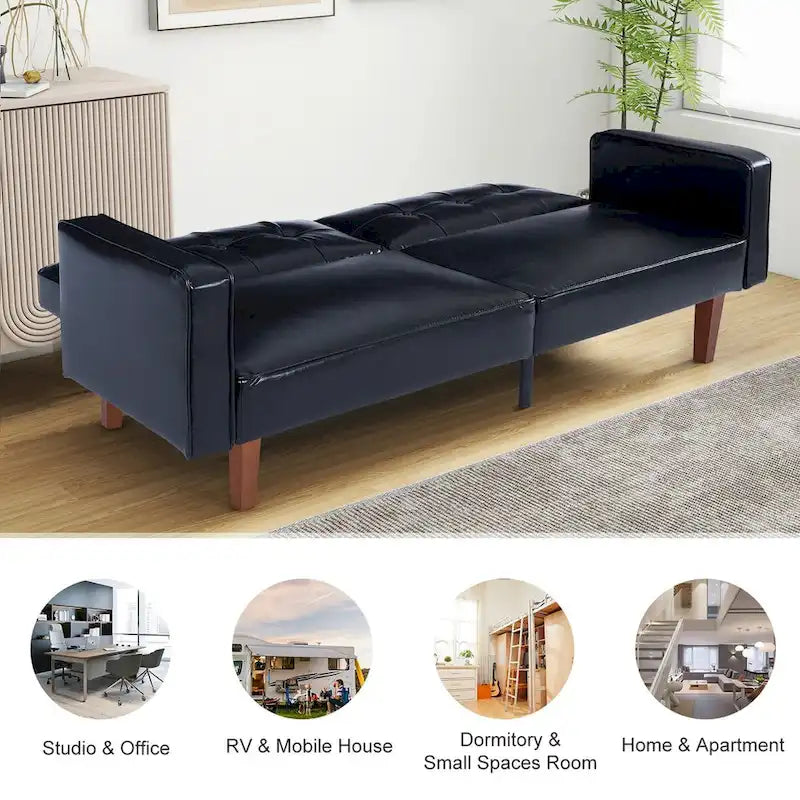 Canapé-lit futon convertible avec matelas en mousse à mémoire de forme pour le salon - 68.11*30.11*28.74