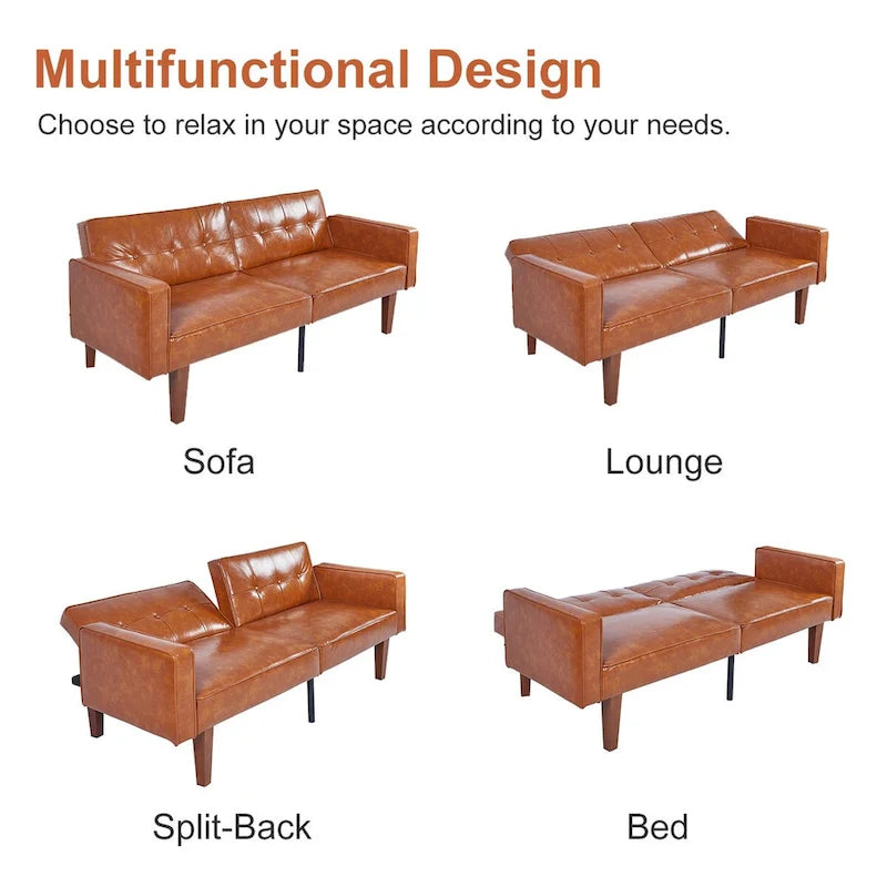 Canapé-lit futon convertible avec matelas en mousse à mémoire de forme pour le salon - 68.11*30.11*28.74