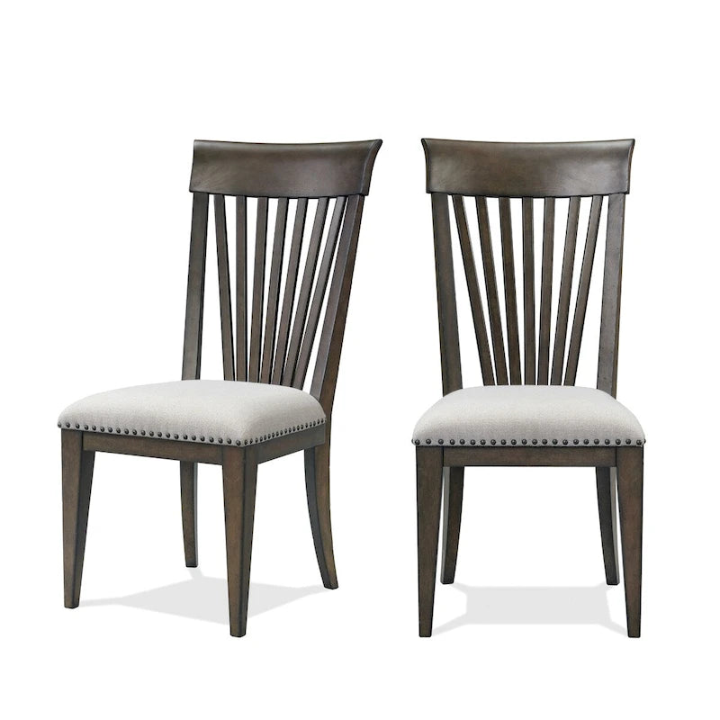 Lot de 2 chaises de salle à manger rembourrées avec clous décoratifs, pour coin repas, cuisine ou salon