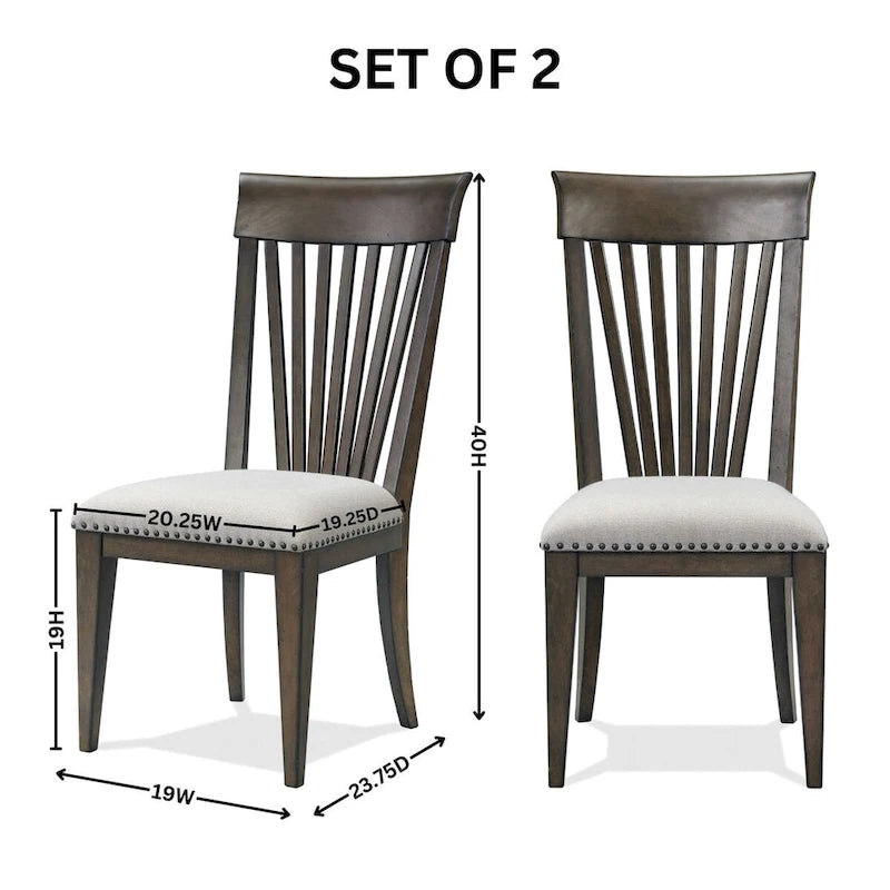 Lot de 2 chaises de salle à manger rembourrées avec clous décoratifs, pour coin repas, cuisine ou salon
