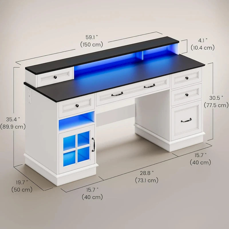 Chefschreibtisch mit Schubladen und Aktenschrank fürs Homeoffice