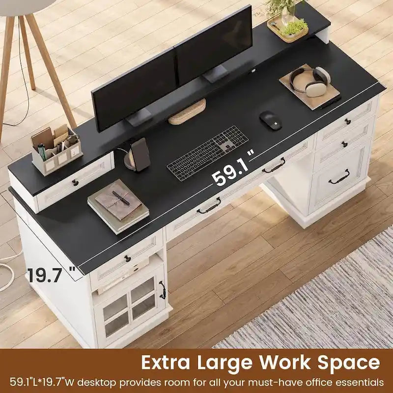 Chefschreibtisch mit Schubladen und Aktenschrank fürs Homeoffice