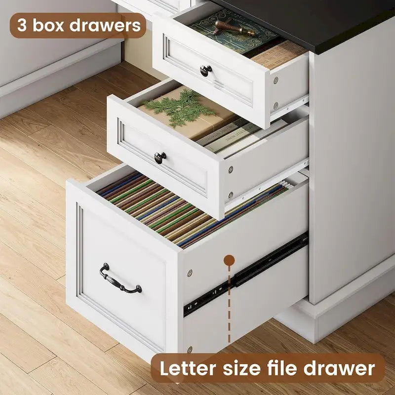 Chefschreibtisch mit Schubladen und Aktenschrank fürs Homeoffice