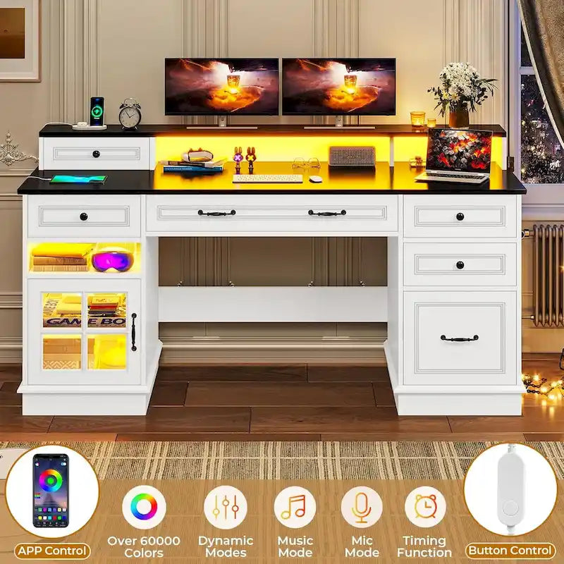 Chefschreibtisch mit Schubladen und Aktenschrank fürs Homeoffice