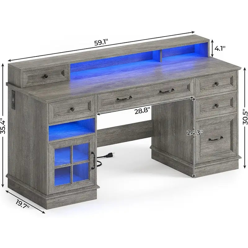 Chefschreibtisch mit Schubladen und Aktenschrank fürs Homeoffice