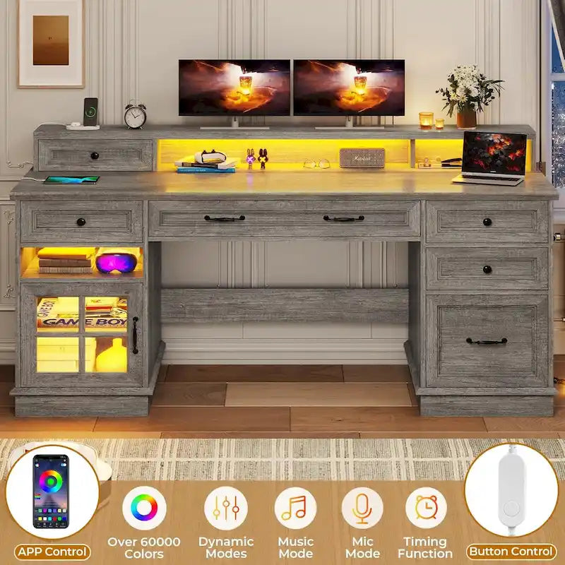 Chefschreibtisch mit Schubladen und Aktenschrank fürs Homeoffice