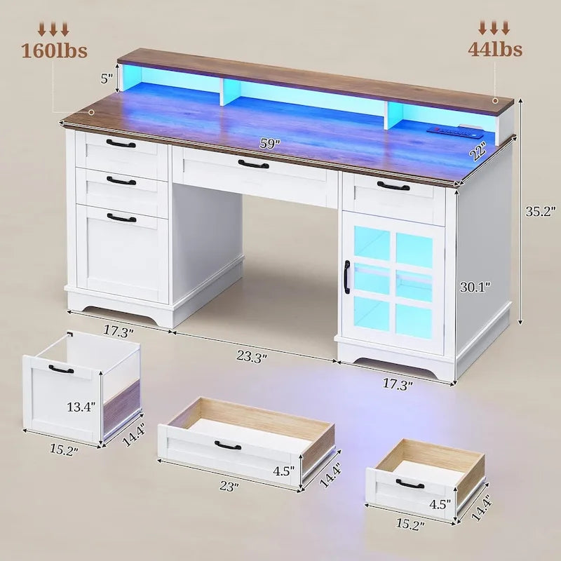 Chefschreibtisch mit Schubladen und Aktenschrank fürs Homeoffice
