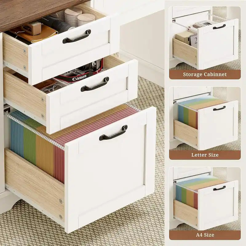 Chefschreibtisch mit Schubladen und Aktenschrank fürs Homeoffice