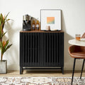 Meuble de rangement vintage à lattes et rayures avec étagère réglable