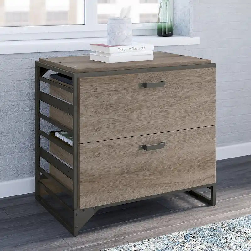 Seitlicher Aktenschrank in rustikalem Grau